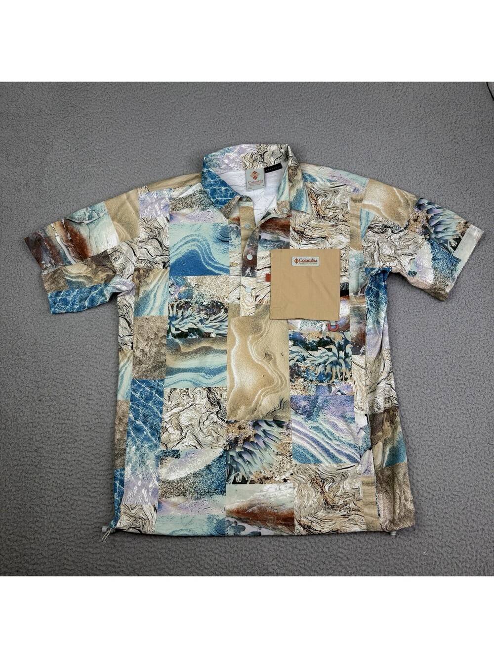 Columbia Heritage Omni-Shade Cove Beach Printed Woven SS Polo Men’s Sz M